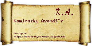 Kaminszky Avenár névjegykártya